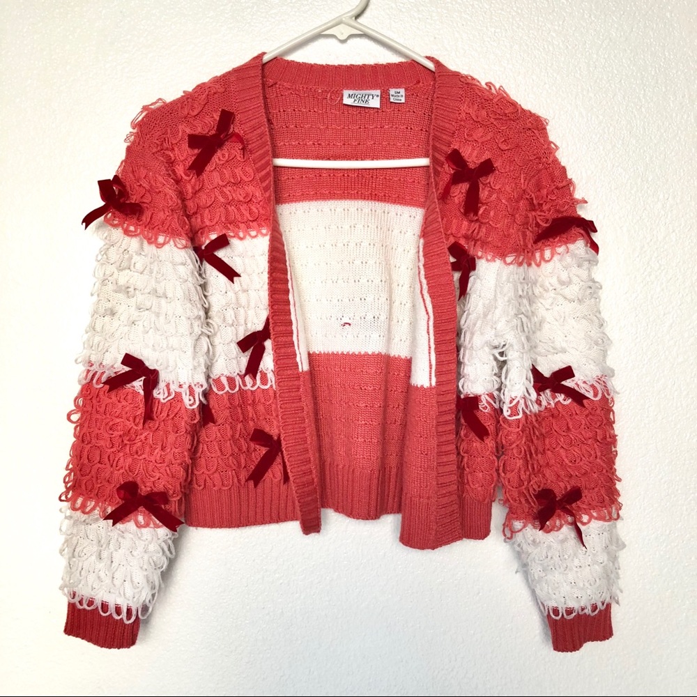 Mighty Fine Cropped Pink Barbiecore Cardigan